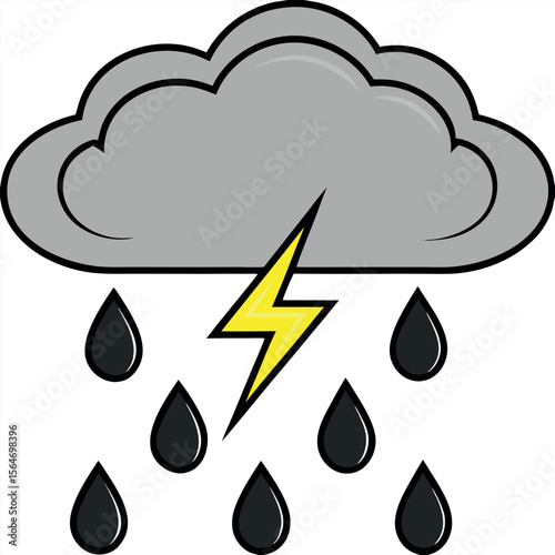 Stormy weather cloud with lightning and rain vector