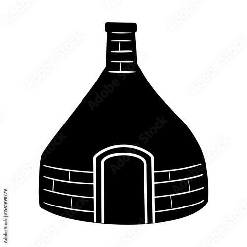 Ancient adobe structure illustration building architecture silhouette