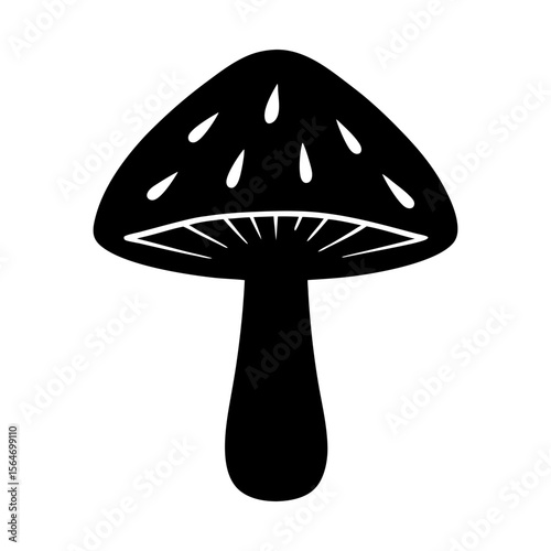 Mushroom fungi toadstool forest woodland nature autumn vector art silhouette