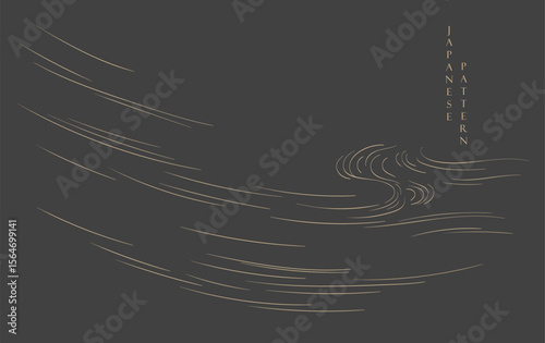 Japanese background with line wave pattern vector. Abstract template with geometric pattern in oriental style