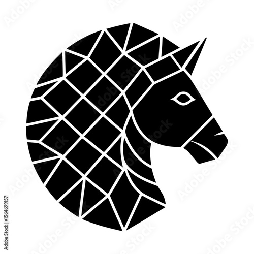 Geometric equine stallion head animal vector illustration silhouette