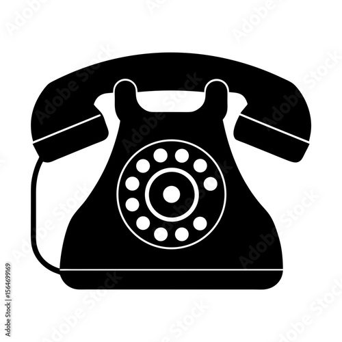 Rotary telephone communication vintage call technology device silhouette