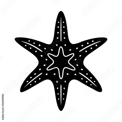 Marine life sea star ocean creature aquatic starfish vector art silhouette