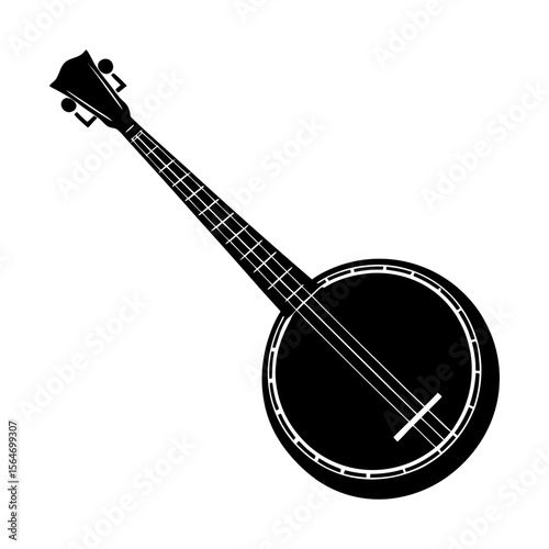 Acoustic banjo musical instrument stringed folk country style silhouette