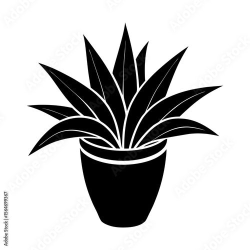 Vector graphic of potted plant flora botanical illustration silhouette
