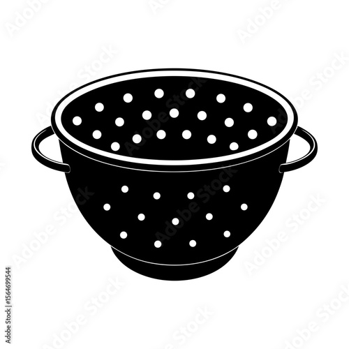 Kitchen utensil colander strainer cooking tool drainer vector silhouette