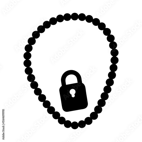 Beaded necklace with padlock pendant fashion jewelry design silhouette