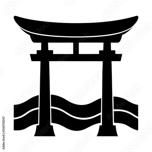 Japanese gate torii vector oriental architecture symbol art silhouette