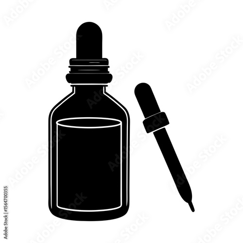 Essential oil bottle dropper aromatherapy liquid medicine vial silhouette