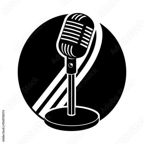 Vintage microphone studio vocal retro mic audio sound equipment silhouette