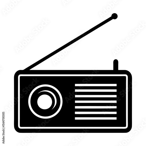 Vintage receiver radio broadcast tuner audio retro equipment silhouette
