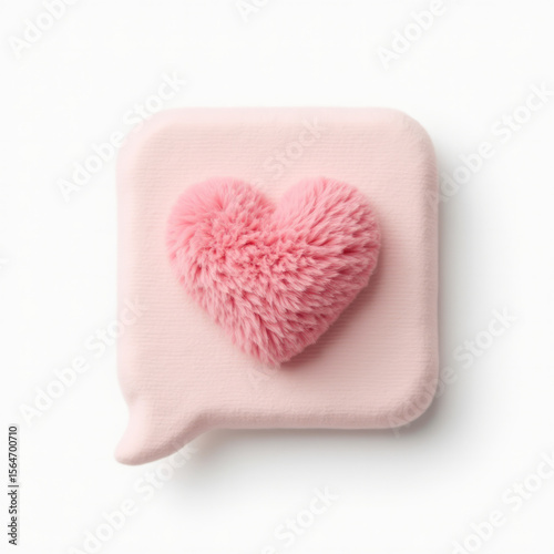 3D Red Notification Bubble with a White Heart Symbol Inside
