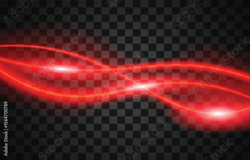 Twisted Red Light Wave with Reflection – Light Effect Vector