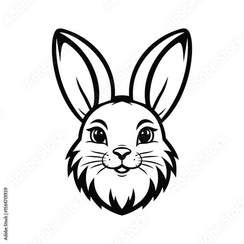 A cute glyph icon of bunny mascot face
