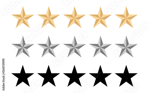 five star icons customer rating, golden 5 stars feedback review satisfaction. vector illustraion