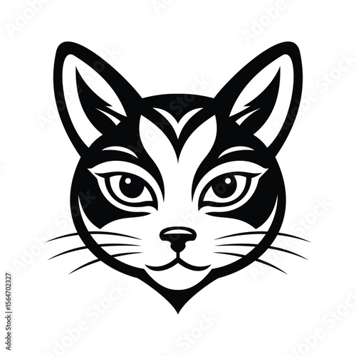 A spooky glyph icon of black cat face