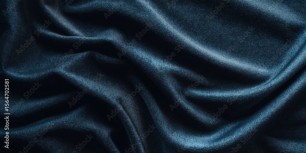 Fototapeta premium dark blue velvet texture with folds, textile background