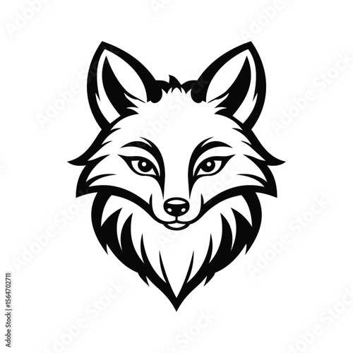 A clever glyph icon of fox mascot face