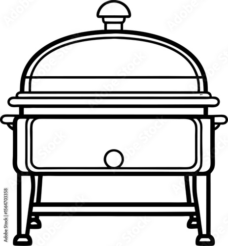 Buffet Warmer line art black and white , white background  