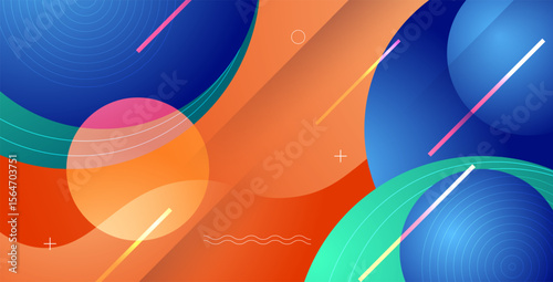 abstract background texture design, bright poster, banner yellow background, pink and blue circle stripes and shapes. eps10 vector