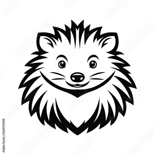 A tiny glyph icon of hedgehog face icon