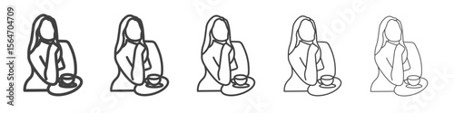 business woman drinking coffee icon simple illustration collection symbol