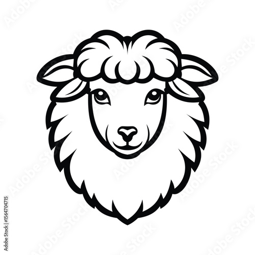 A fluffy glyph icon of sheep mascot face