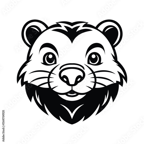 A chubby glyph icon of beaver mascot face