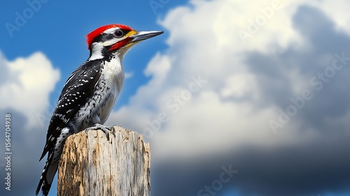 This beautiful lineated woodpecker sitting on tree top was taken