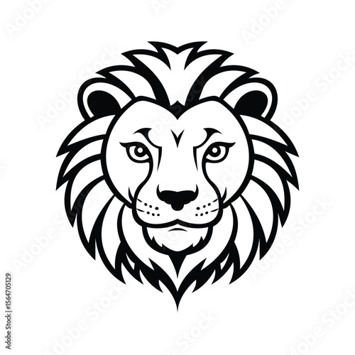 A roaring glyph icon of lion mascot face