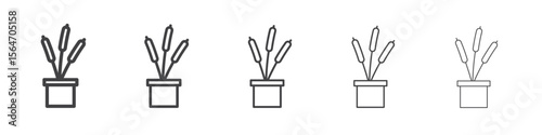 cattails in pot icon simple illustration collection symbol