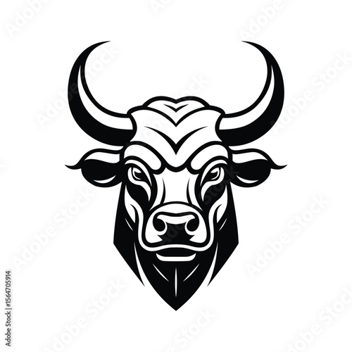 A strong glyph icon of bull mascot head
