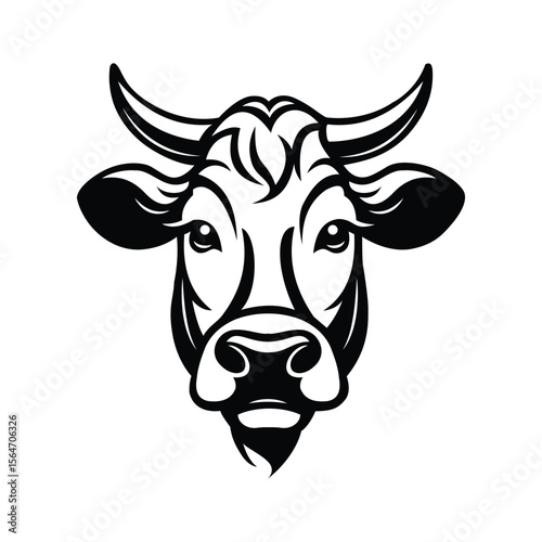 A calm glyph icon of cow mascot head