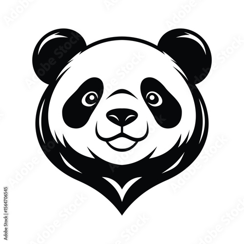 A sleepy glyph icon of panda mascot face