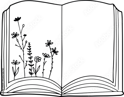 National Book Lovers Day Open Book with Wildflowers
