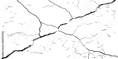 "Cracked white wall texture with bold black fracture lines. Ideal for grunge backgrounds, aged surfaces, urban decay effects, or abstract art. High contrast design for creative projects"