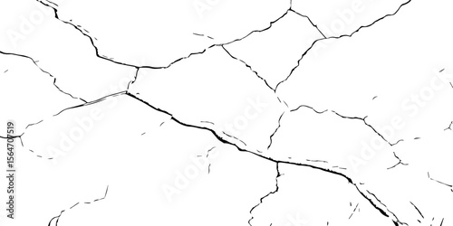 "Cracked white wall texture with bold black fracture lines. Ideal for grunge backgrounds, aged surfaces, urban decay effects, or abstract art. High contrast design for creative projects"