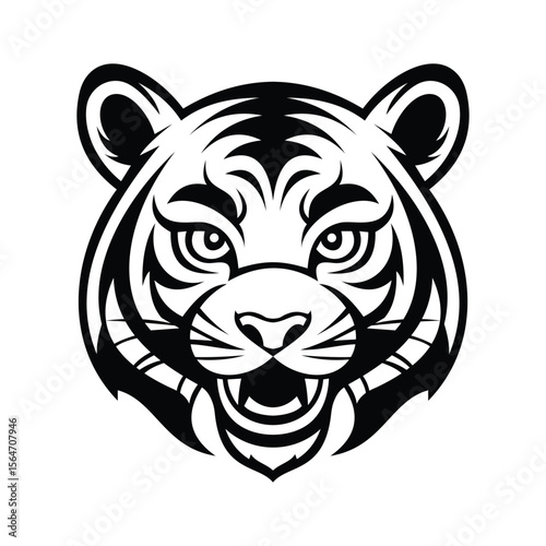 A dynamic glyph icon of tiger mascot head