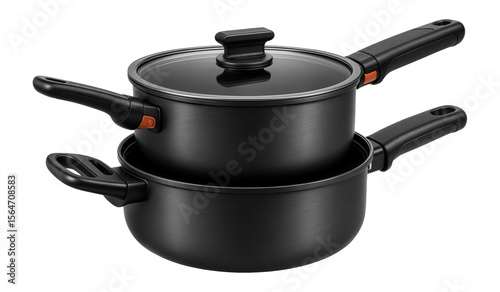 Hard-anodized cookware set with detachable handles for outdoor meal preparation