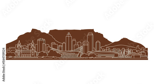 Cape Town South Africa Skyline Silhouette Illustration