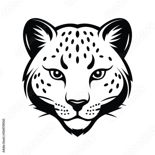 A sharp glyph icon of leopard head mascot