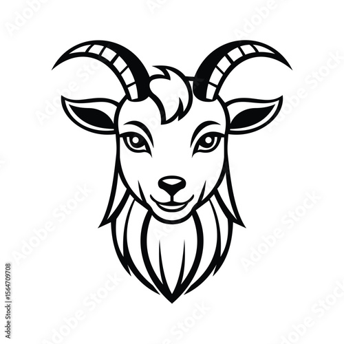 A curled glyph icon of ram head mascot