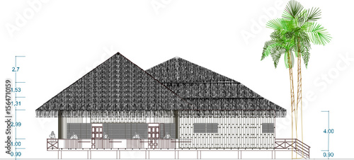 vector illustration design architectural detail view facade villa resort traditional ethnic house