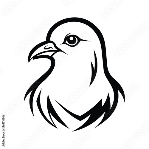 A soft glyph icon of pigeon mascot head
