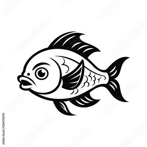 A sleek glyph icon of fish mascot face