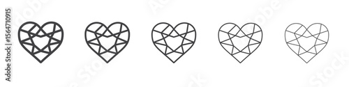 Heart shaped diamond icon simple illustration collection symbol