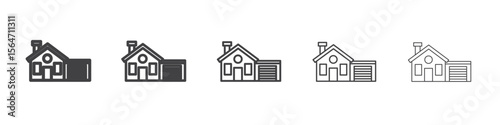 house with garage icon simple illustration collection symbol