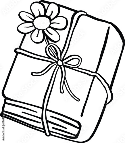 Wrapped Book Gift with Flower