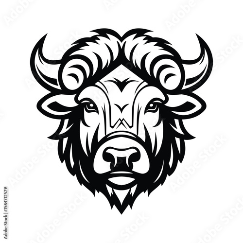 A tough glyph icon of buffalo mascot face