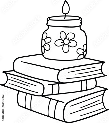 Cozy Reading Stack with Candle